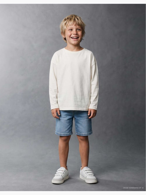 Short midi en jean à enfiler avec cordon - Kiabi