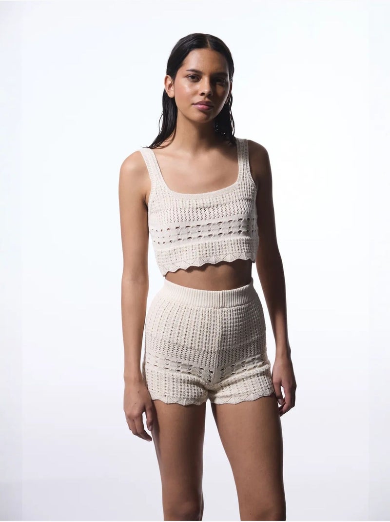 Short mini colette à détail brodé penti Sable - Kiabi
