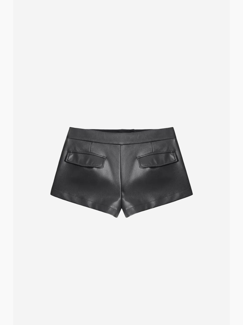 Short mini en simili cuir, taille mi-haute dilvin Noir - Kiabi