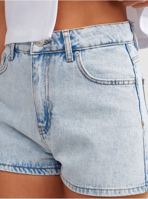 Short mom en denim de coton taille haute dilvin - Kiabi Short mom en denim de coton taille haute dilvin - Kiabi