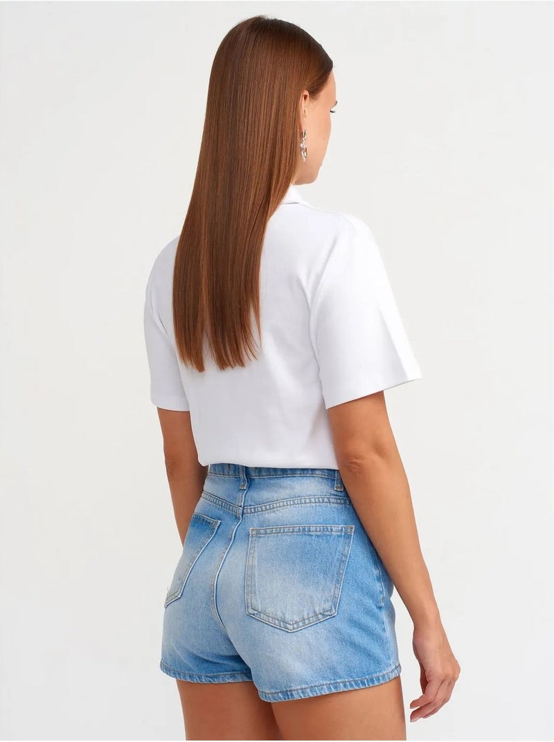 Short mom en denim de coton taille haute dilvin Bleu saphir - Kiabi