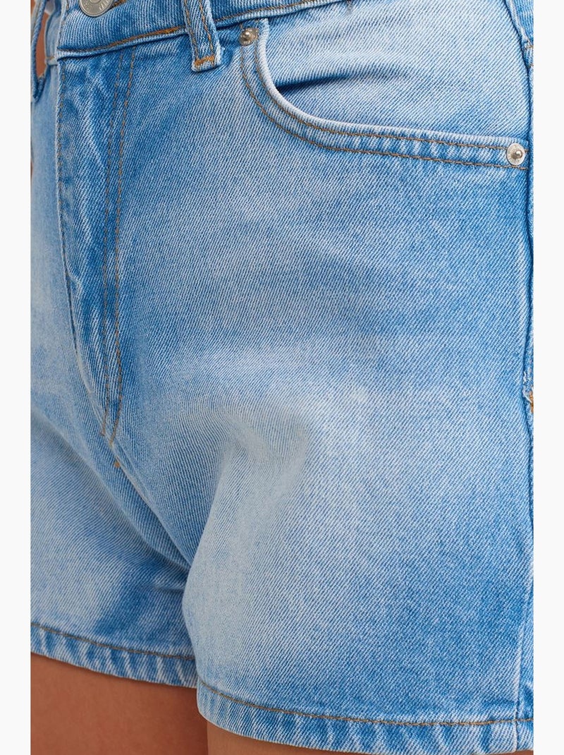 Short mom en denim de coton taille haute dilvin Bleu saphir - Kiabi