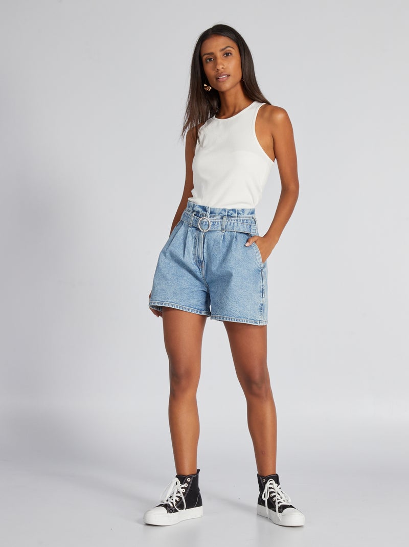 Short paper bag + ceinture fantaisie Double stone - Kiabi