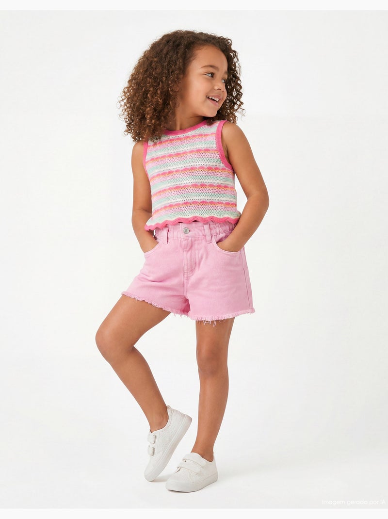 Short paperbag en denim, MO Fashion Rose - Kiabi