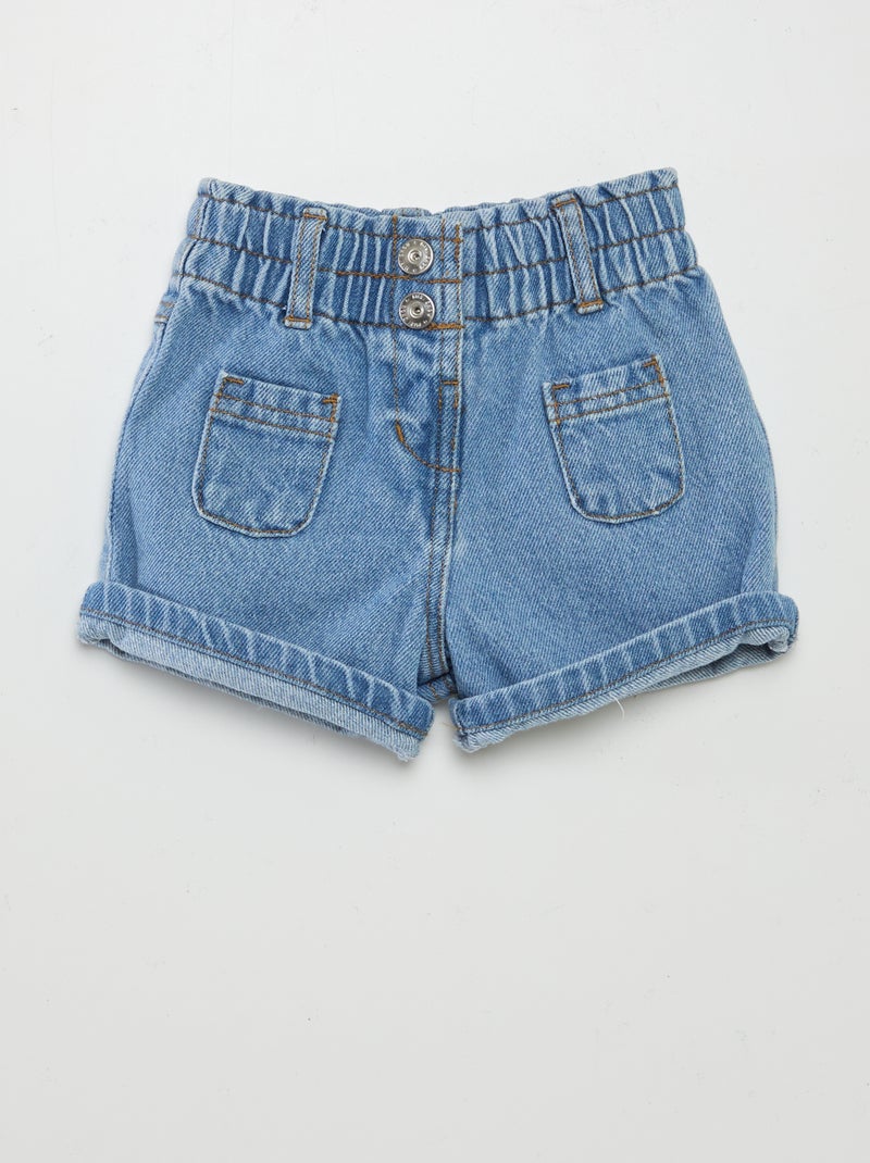 Short paperbag en jean Bleu - Kiabi