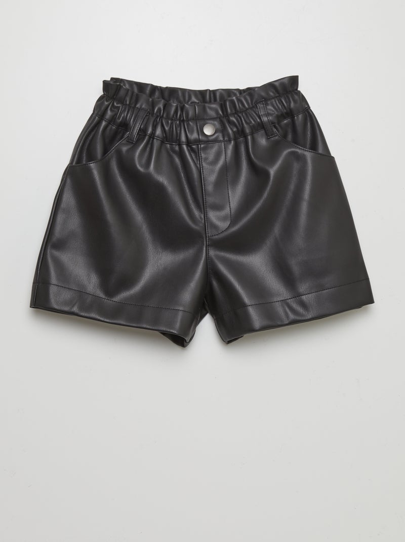 Short paperbag en simili noir - Kiabi