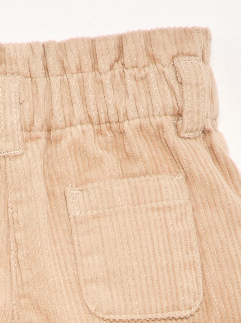 Short paperbag en velours côtelé Beige - Kiabi