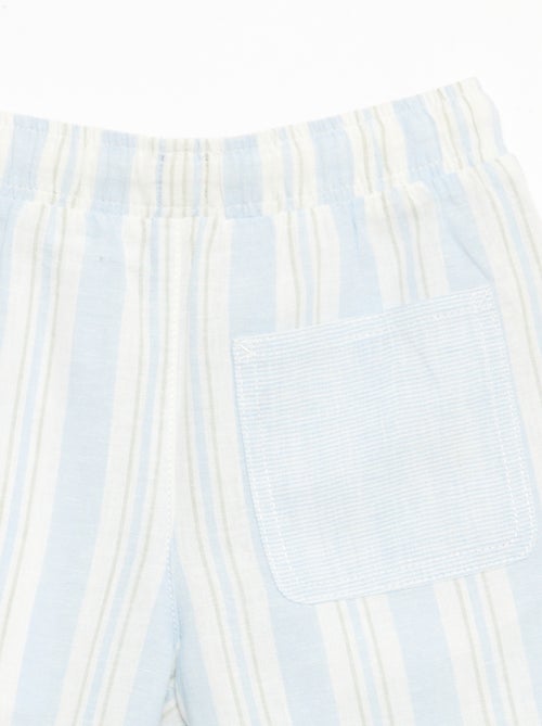 Short rayé à taille élastiquée en lin et coton - Kiabi