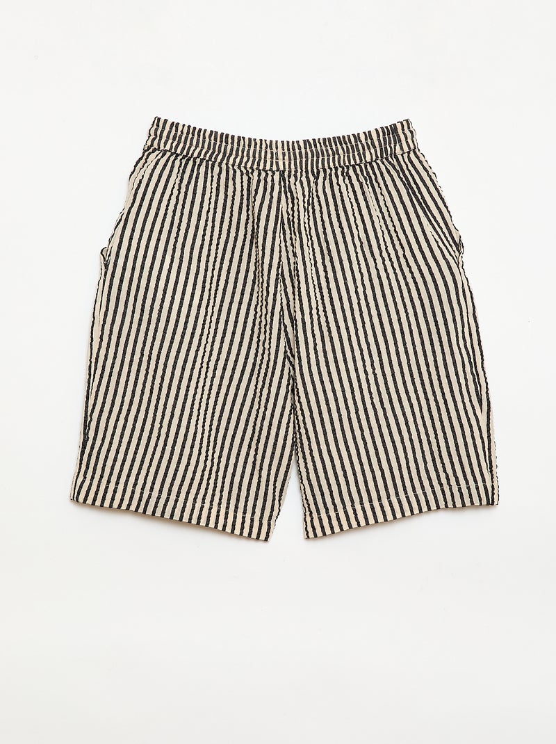 Short rayé avec cordons de serrage Beige - Kiabi