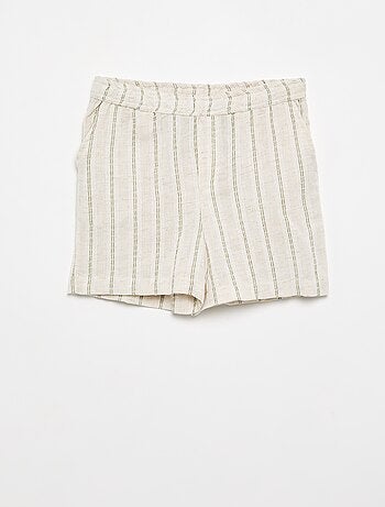 Short rayé en lin mélangé