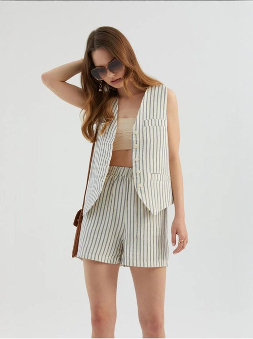 Short rayé taille haute élastique - Kiabi Short rayé taille haute élastique - Kiabi