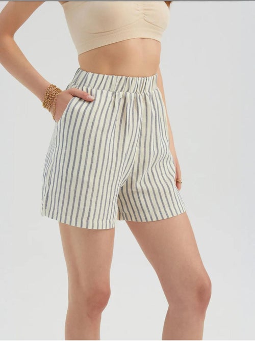 Short rayé taille haute élastique - Kiabi Short rayé taille haute élastique - Kiabi