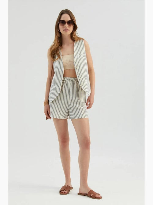 Short rayé taille haute élastique hiccup - Kiabi Short rayé taille haute élastique hiccup - Kiabi