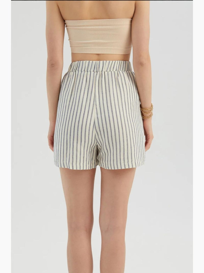 Short rayé taille haute élastique hiccup Beige naturel - Kiabi