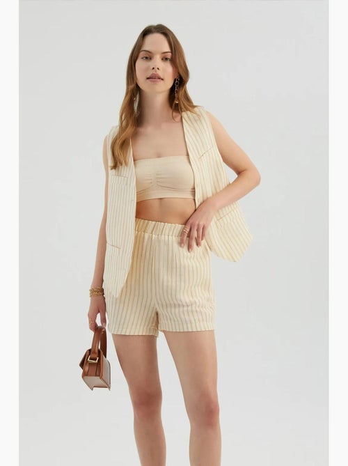 Short rayé taille haute élastique hiccup - Kiabi Short rayé taille haute élastique hiccup - Kiabi