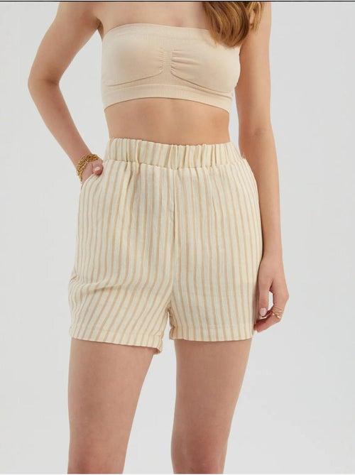 Short rayé taille haute élastique hiccup - Kiabi Short rayé taille haute élastique hiccup - Kiabi