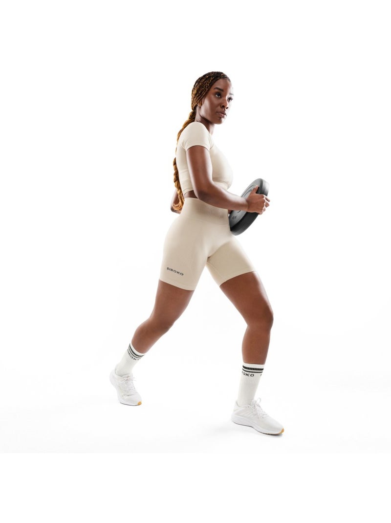 Short sport sans couture femme fitness femme dynamic Beige - Kiabi