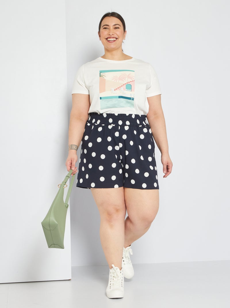 Short taille élastiquée Bleu marine - Kiabi