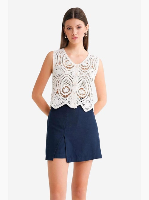Short taille haute à ceinture et fente sur le devant mixray - Kiabi