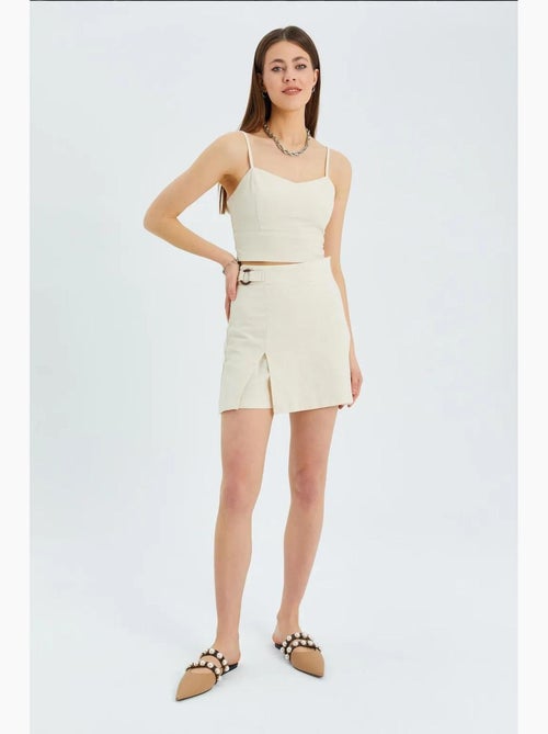 Short taille haute à ceinture et fente sur le devant mixray - Kiabi
