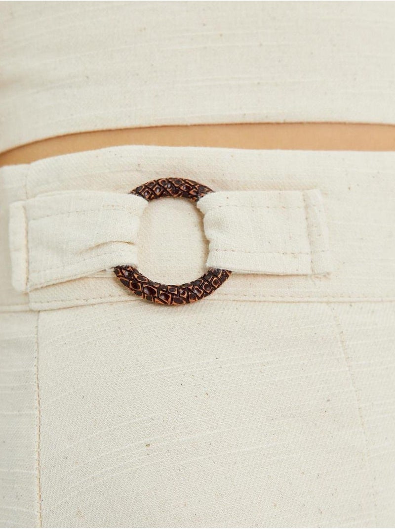 Short taille haute à ceinture et fente sur le devant mixray Crème - Kiabi