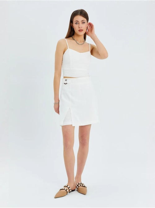 Short taille haute à ceinture et fente sur le devant mixray - Kiabi