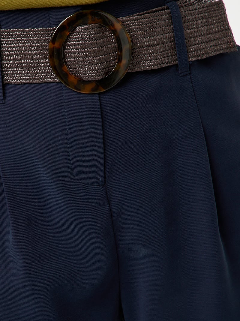 Short taille haute avec ceinture BLEU - Kiabi