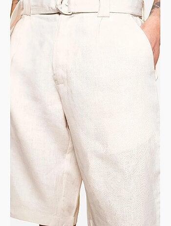Short taille haute ceinturé en lin giesto