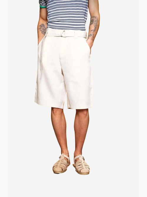 Short taille haute ceinturé en lin giesto - Kiabi