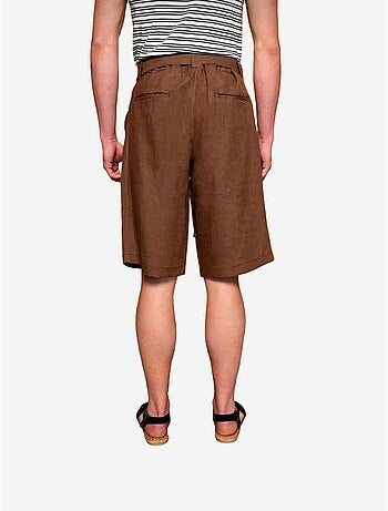 Short taille haute ceinturé en lin mélangé giesto
