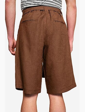 Short taille haute ceinturé en lin mélangé giesto