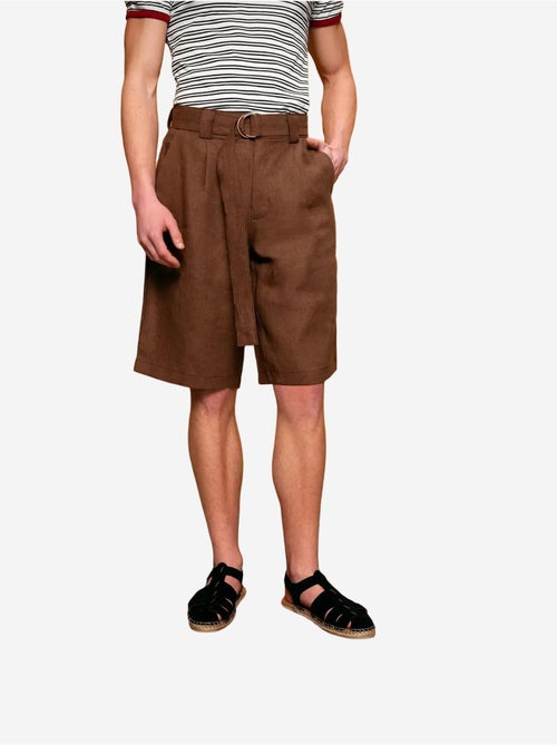Short taille haute ceinturé en lin mélangé giesto - Kiabi