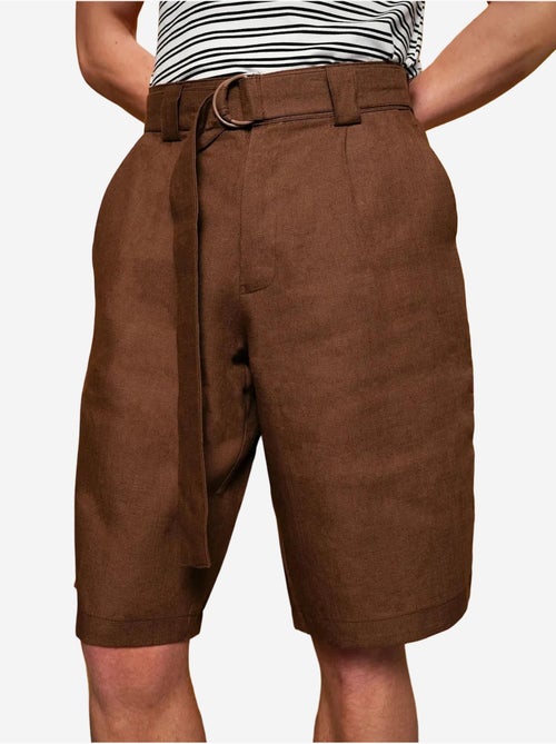 Short taille haute ceinturé en lin mélangé giesto - Kiabi