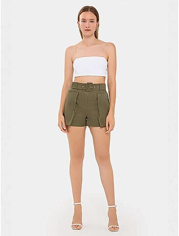 Short taille haute en coton avec poche et ceinture hiccup