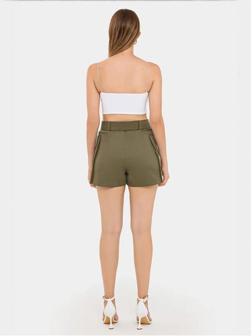 Short taille haute en coton avec poche et ceinture hiccup - Kiabi Short taille haute en coton avec poche et ceinture hiccup - Kiabi