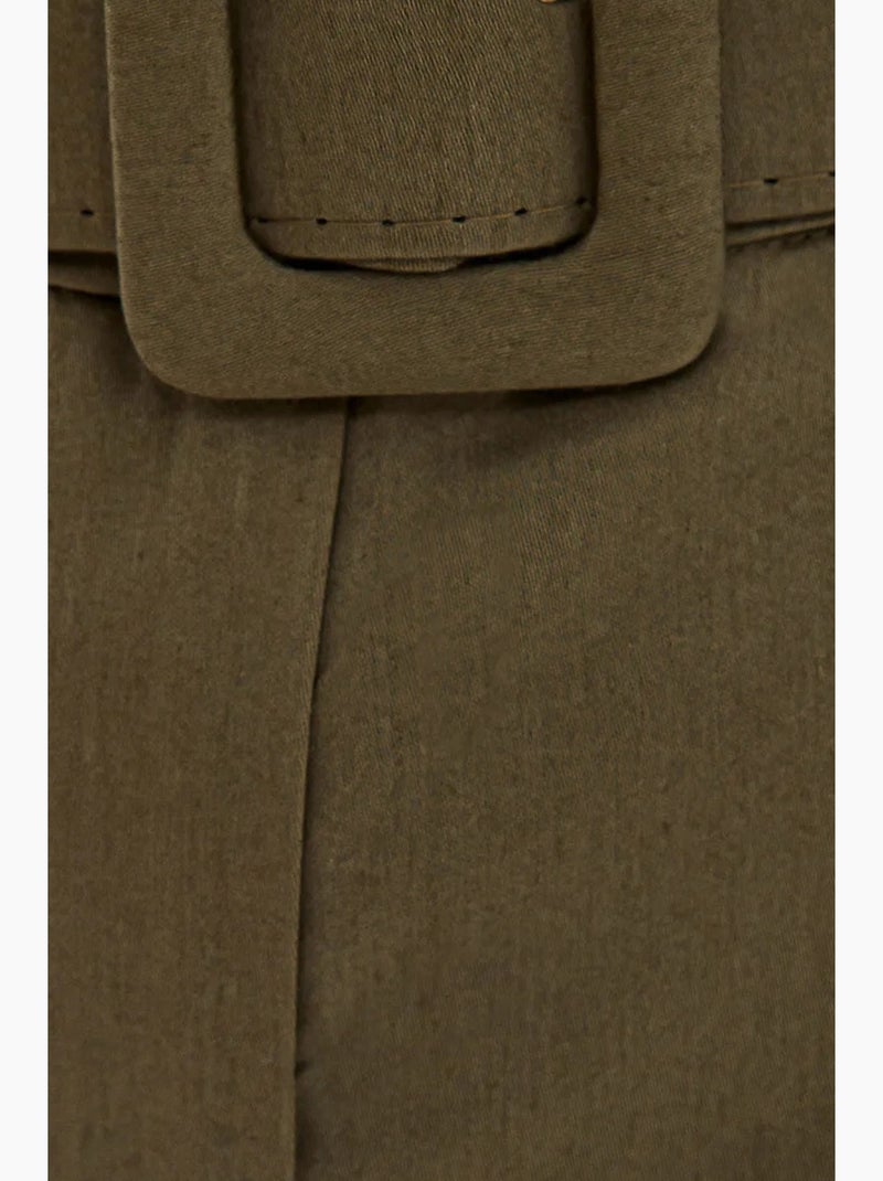 Short taille haute en coton avec poche et ceinture hiccup Vert - Kiabi