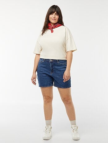 Short taille haute en jean 5 poches