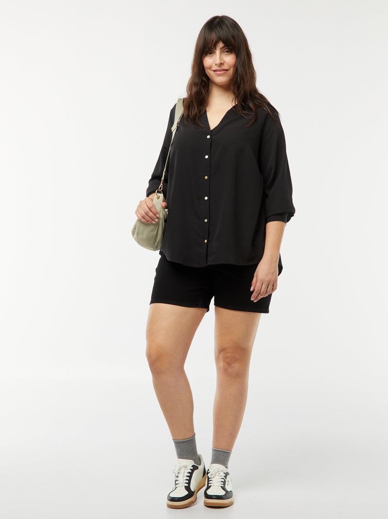 Short taille haute en jean 5 poches NOIR - Kiabi