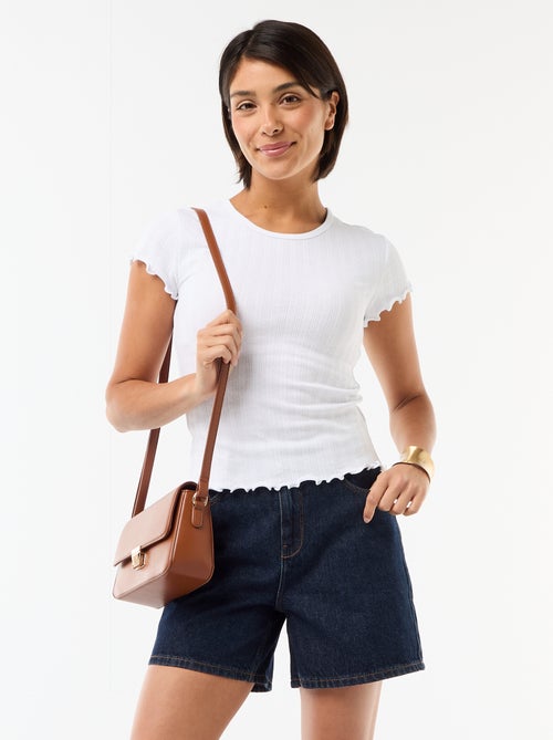 Short taille haute en jean - Kiabi