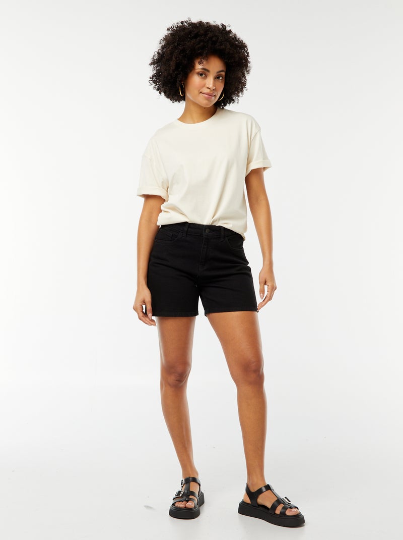 Short taille haute en jean NOIR - Kiabi