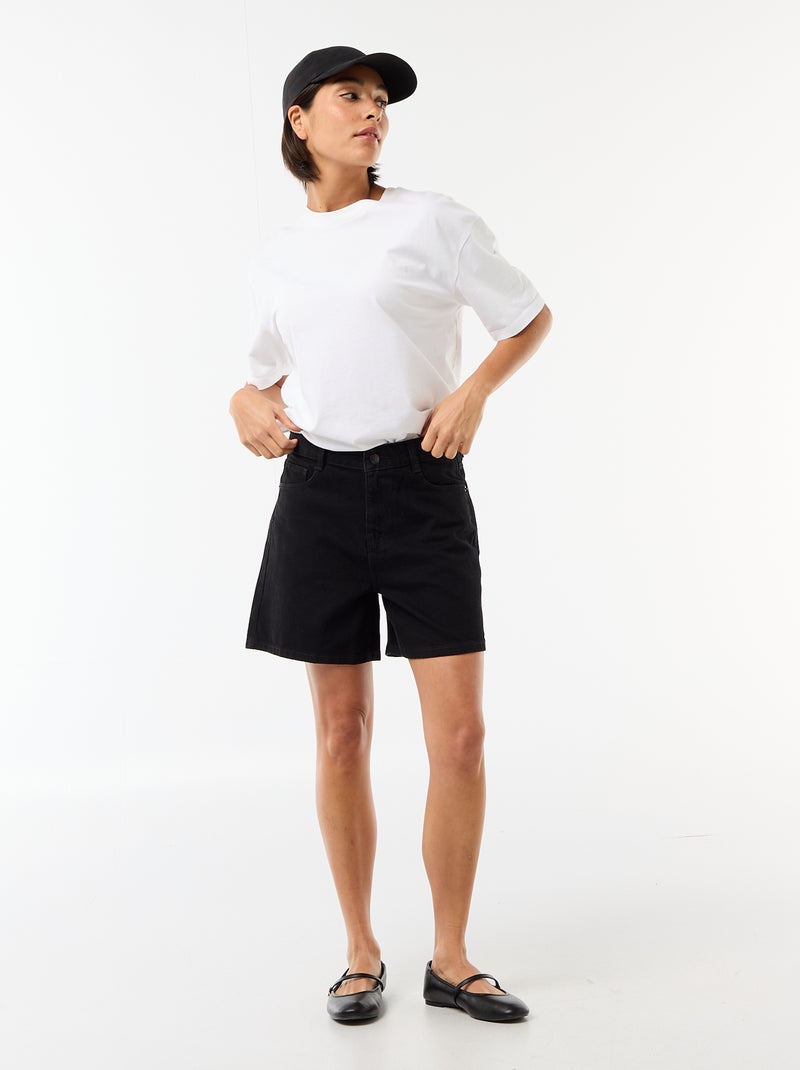 Short taille haute en jean Noir - Kiabi