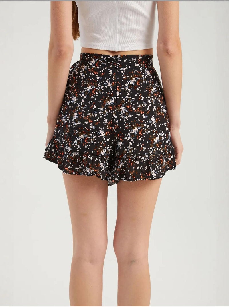 Short taille haute fleuri avec ceinture hiccup Noir - Kiabi