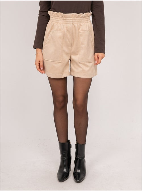 Short taille haute suédine ceinture élastiquée xiche - Kiabi Short taille haute suédine ceinture élastiquée xiche - Kiabi