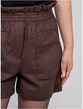 Short taille haute suédine ceinture élastiquée xiche
