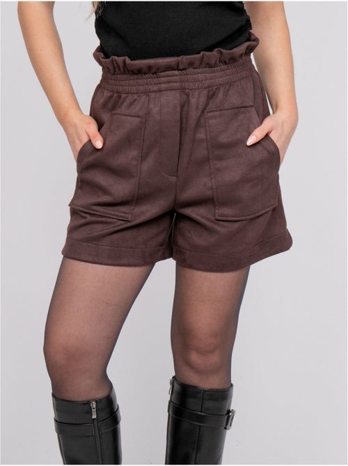 Short taille haute suédine ceinture élastiquée xiche - Kiabi Short taille haute suédine ceinture élastiquée xiche - Kiabi
