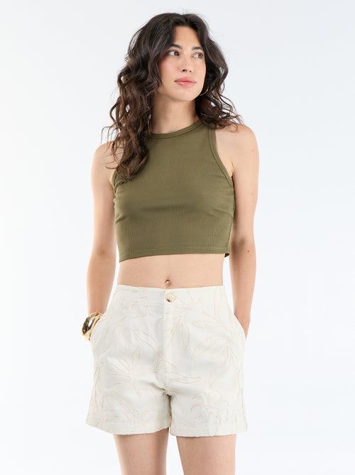 Short taille standard avec broderies - Kiabi