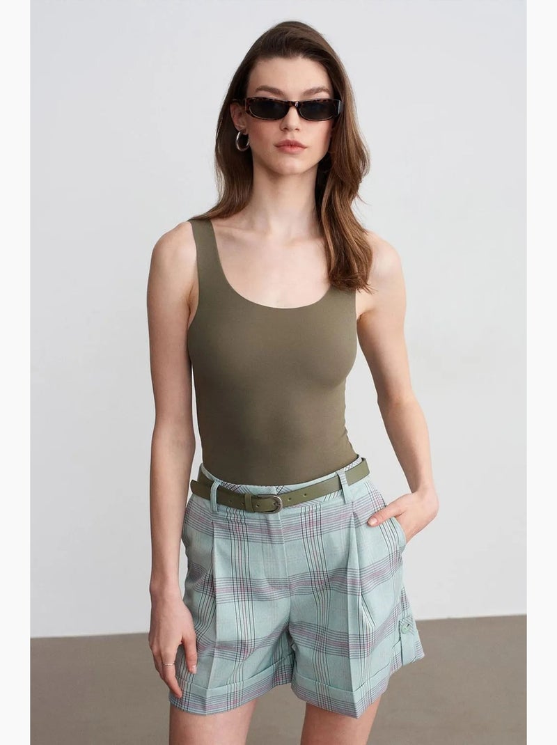 Short tailleur à carreaux, taille haute et ceinture dilvin Multicolore - Kiabi