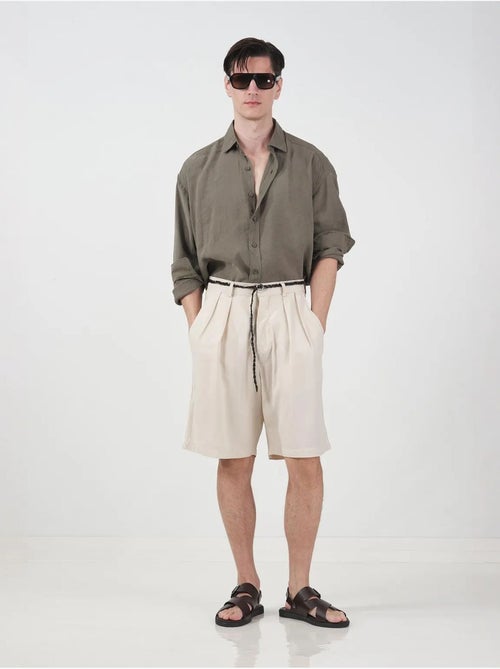 Short tailleur à jambes larges et taille haute en tencel giesto - Kiabi