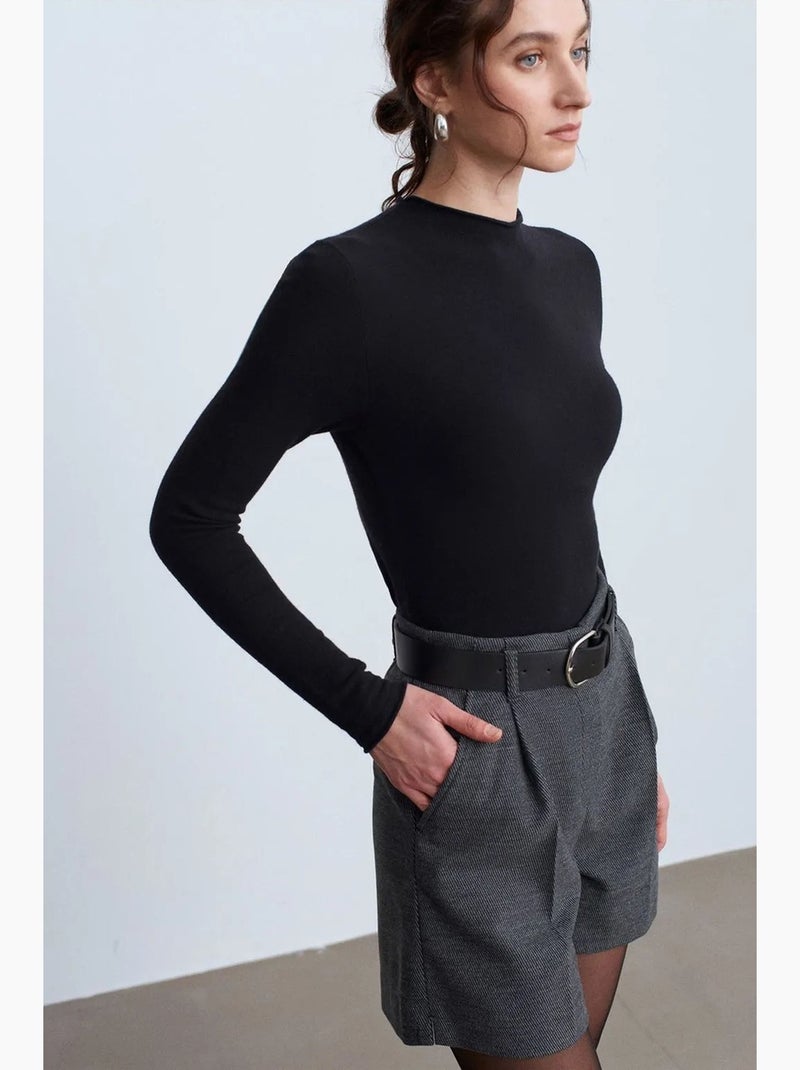 Short tailleur à taille haute et ceinture dilvin Gris foncé - Kiabi