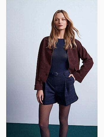 Short tailleur en crêpe à taille haute et ceinture dilvin